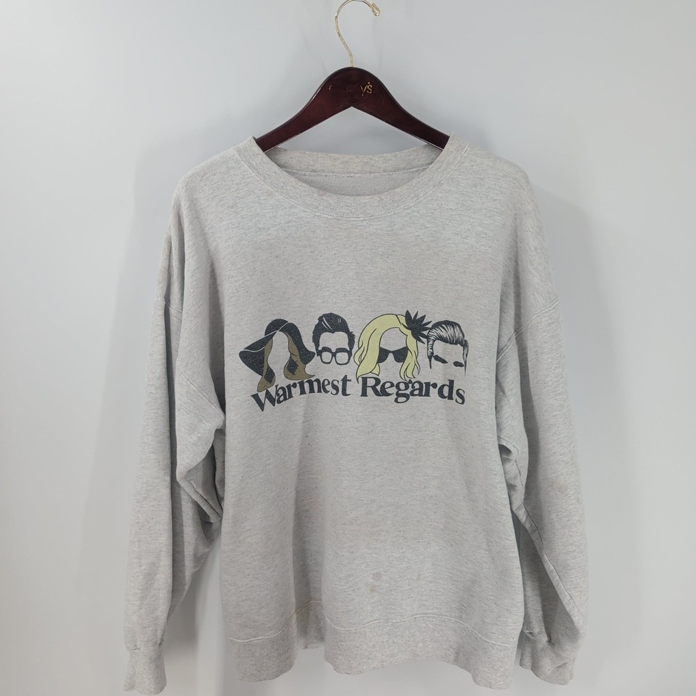 Vtg 90s Schitt's Creek Warmest Regards Graphic Crewneck Pullover Sweatshirt Gray